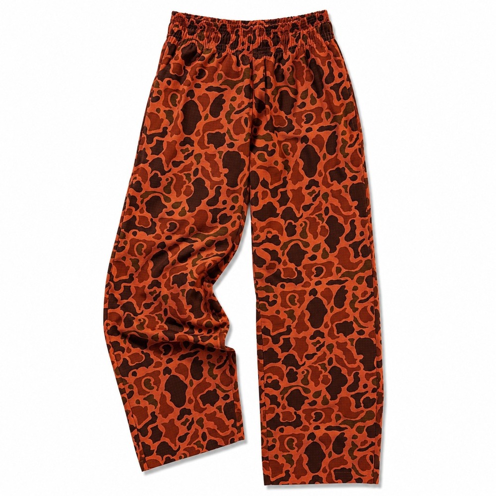 Cookman Chef Pants Orang Duck Camo Ripstop Elastic Waist Maximalist Whimsy Funky